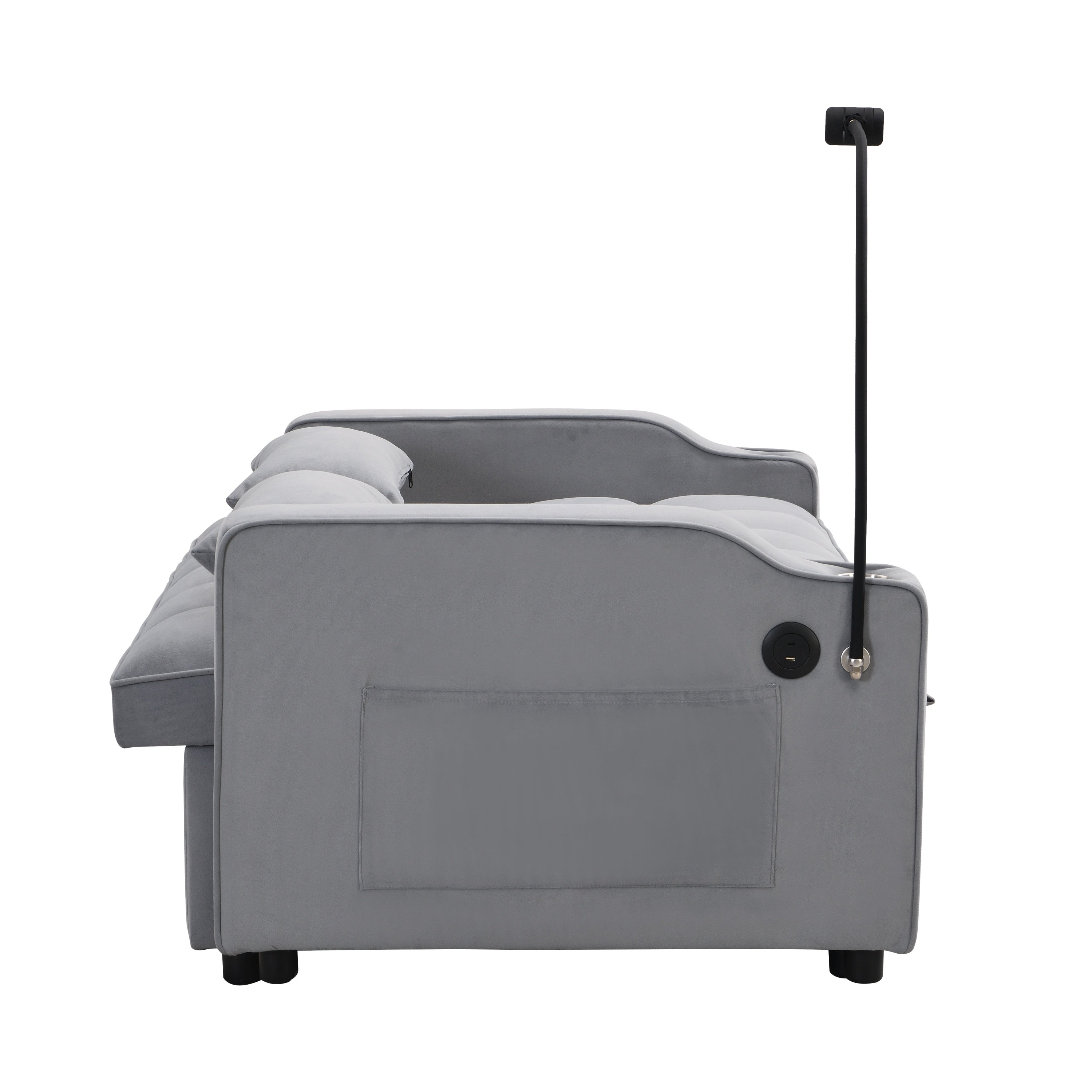 Modern Velvet Loveseat Futon Sofa Bed with Reclining Back