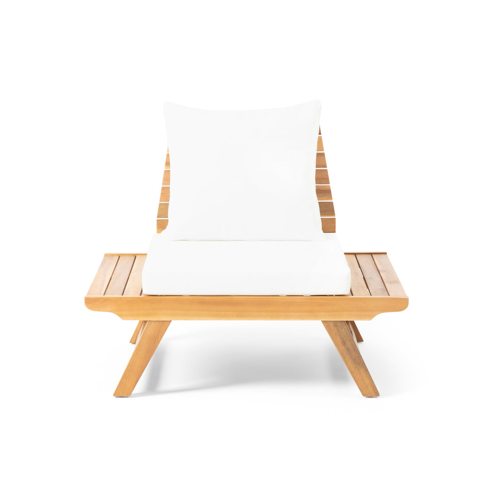 Outdoor Club Chair Acacia Wood Teak Slatted Design Wide Seat 37x28.25x29.5 In