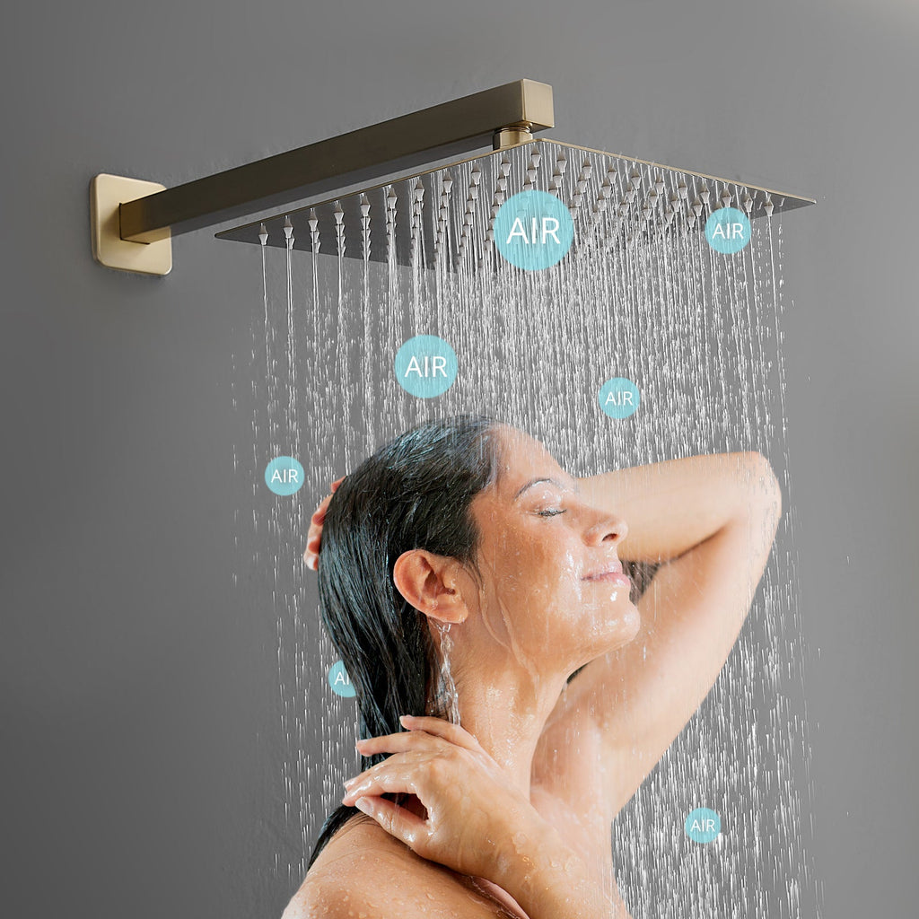 Brushed Gold 10" Rainfall Shower System Wall Mounted Mixer