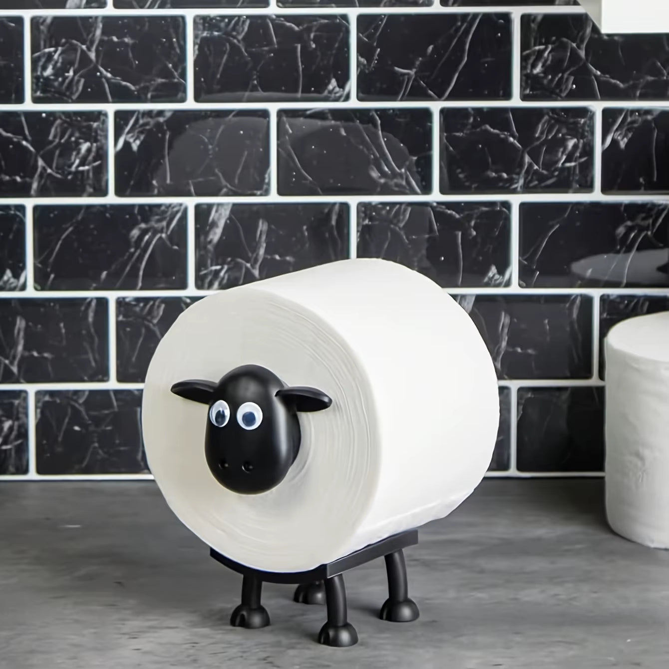 Black Sheep Toilet Paper Holder Set Wall Mount Bathroom Tissue Roll Holder