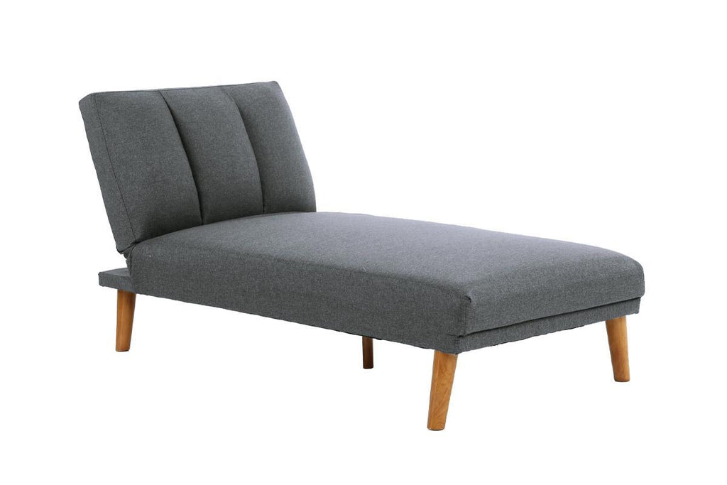 Blue Grey Polyfiber Chaise Lounge Couch Wood Legs