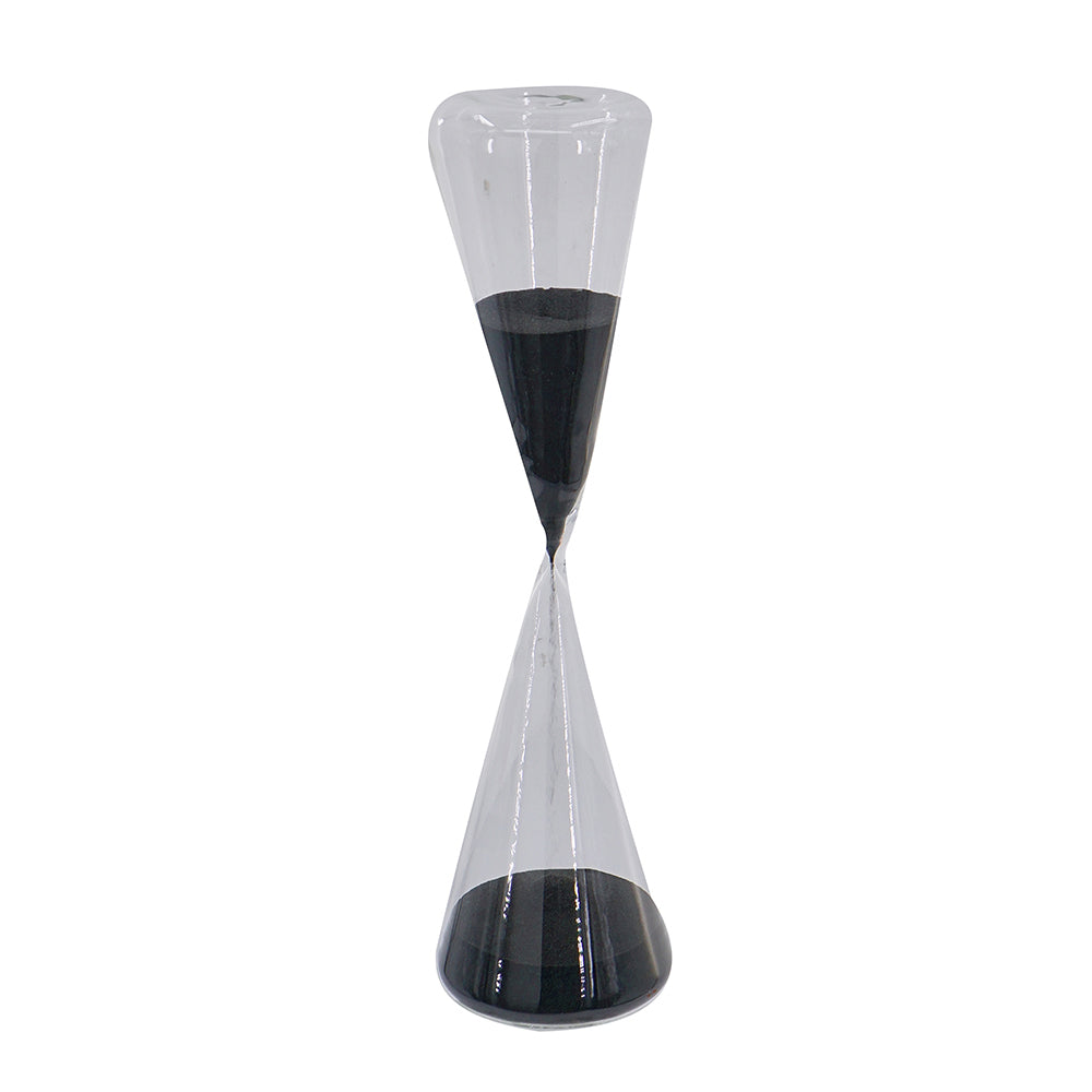 4.5x4.5x15.5" Triangular Hourglass 90 Minutes Black Sand