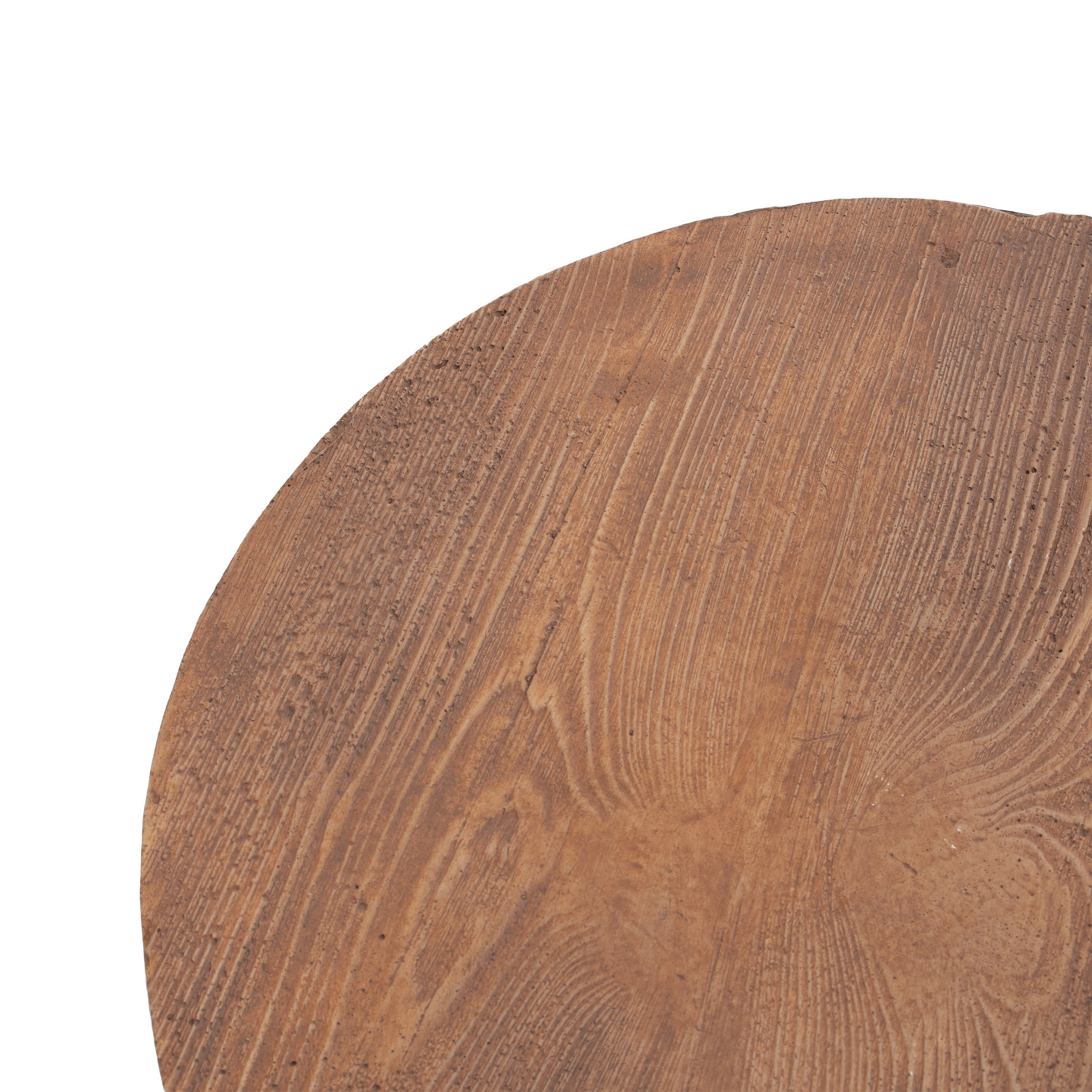 Iris Outdoor Round MGO Side Table Brown Wood-Grain Three-Leg