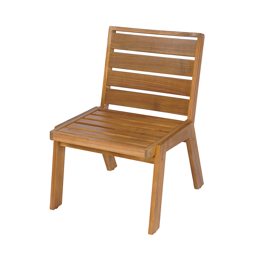 Outdoor Dining Chairs Set of 2 Acacia Wood Patio Beige Cushion