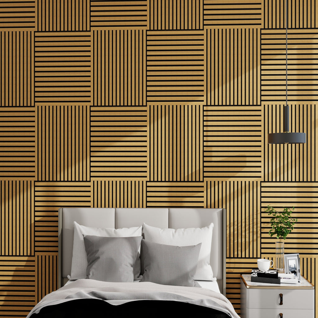 Walnut 3D Groove Acoustic Panels Sound-Absorbing 8 Pack