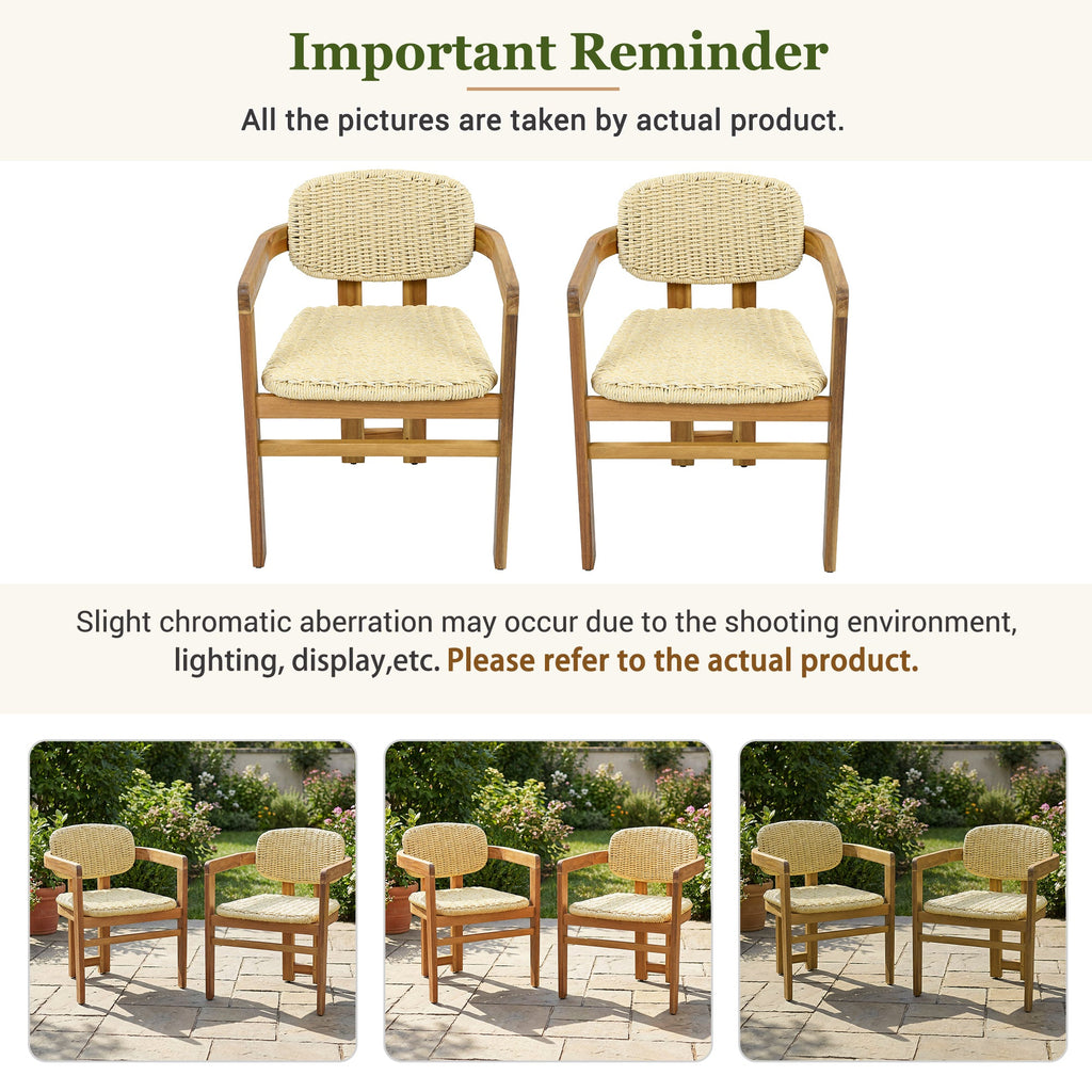 Outdoor Woven Rattan Accent Chairs Set - 2 Person Patio Seating
