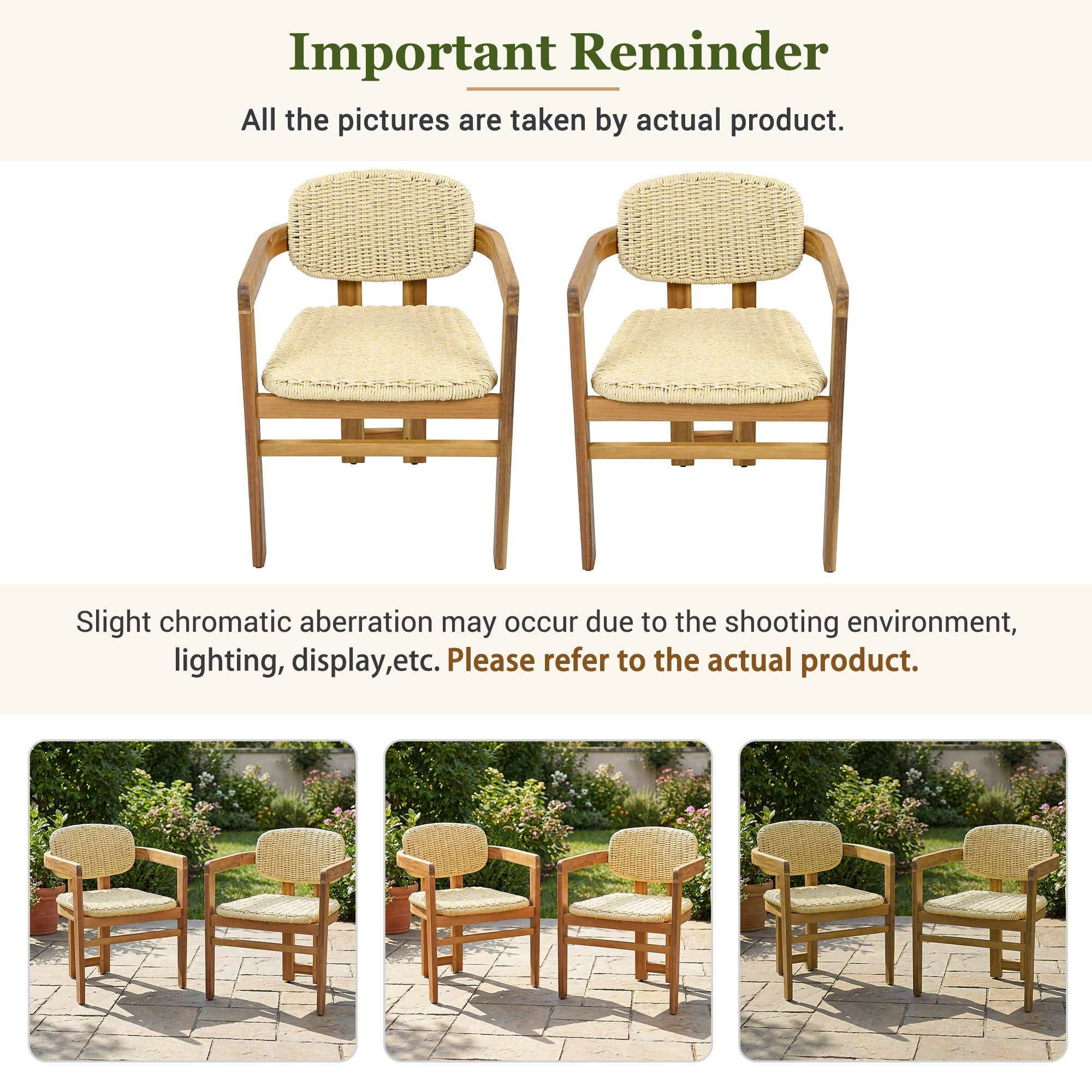 Outdoor Woven Rattan Accent Chairs Set - 2 Person Patio Seating
