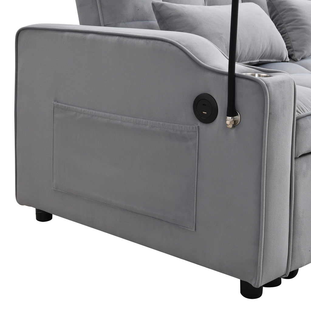 Modern Velvet Loveseat Futon Sofa Bed with Reclining Back