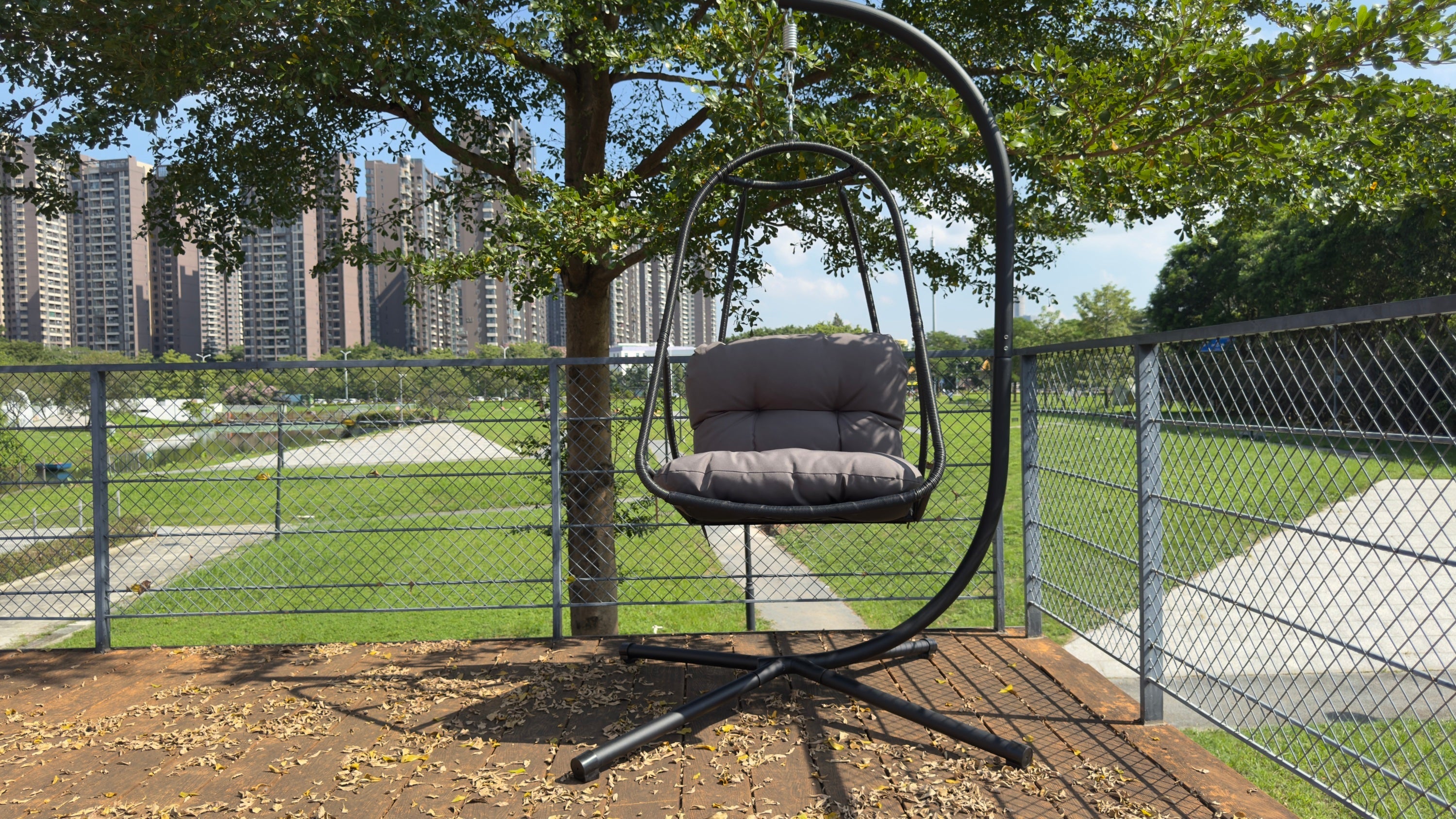 Wicker Rattan Swing Egg Chair with Stand Indoor Outdoor