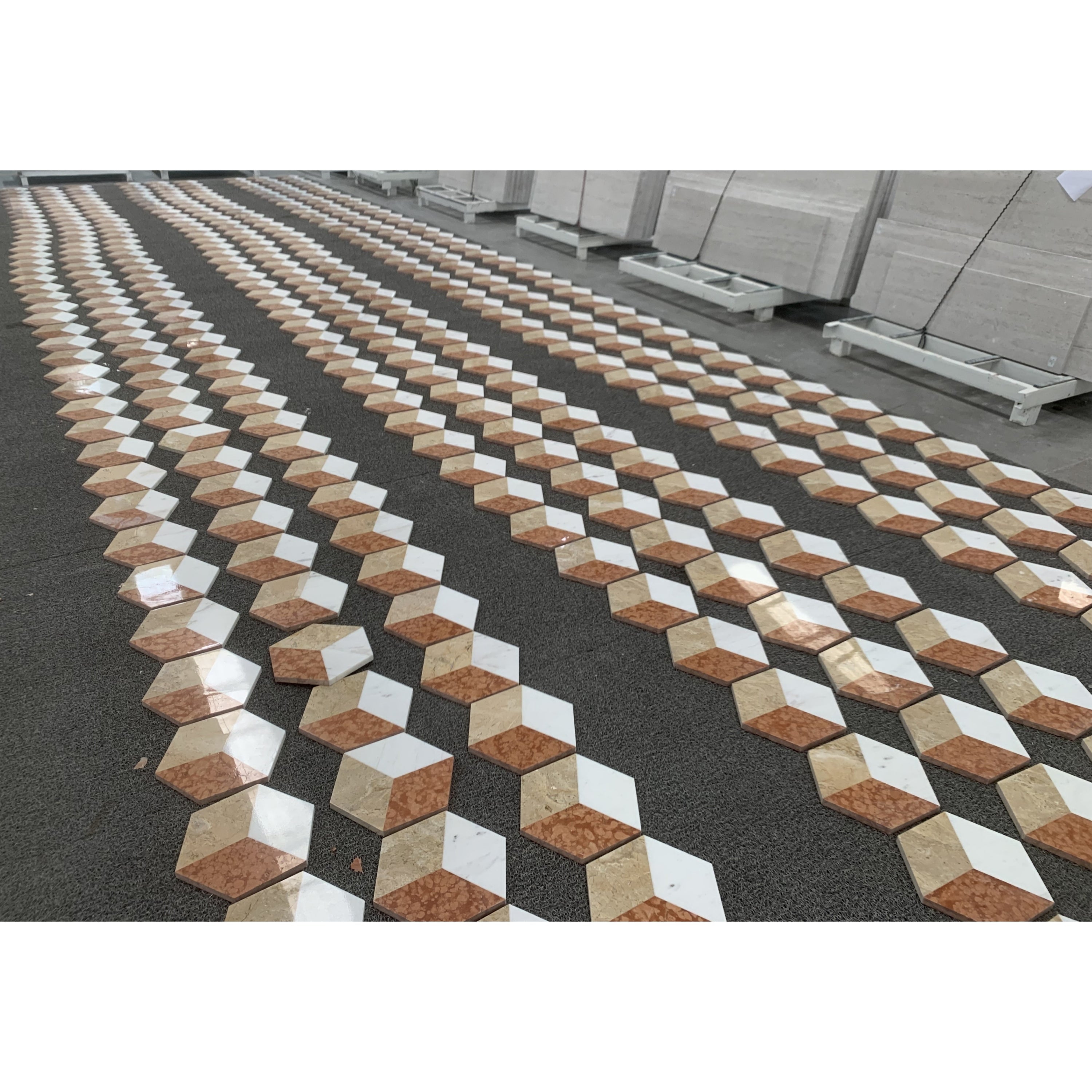 Hexagon Polished Marble Floor Wall Tiles White Gold Red