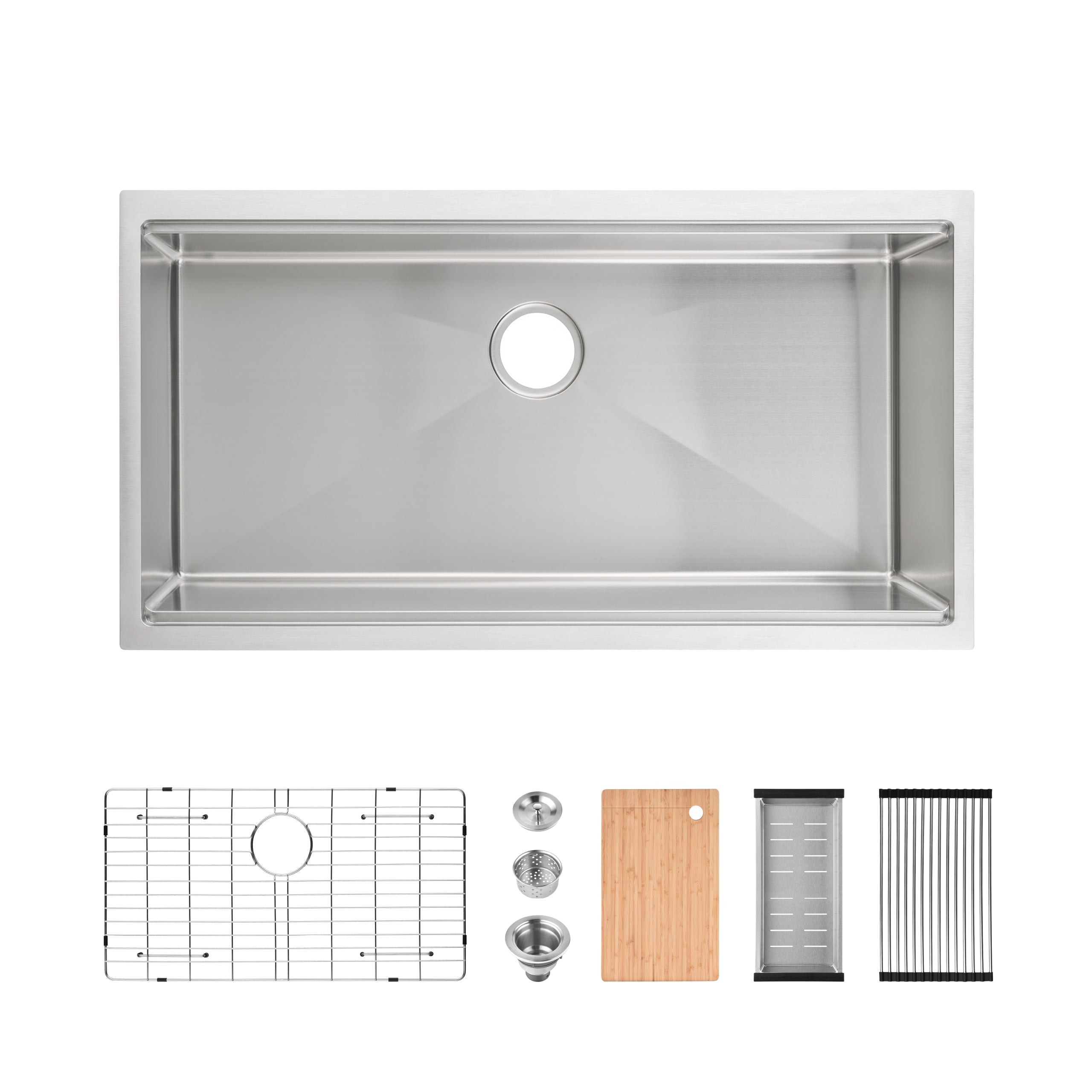 Stainless Steel Undermount Kitchen Sink 36x19 Single Bowl Brushed