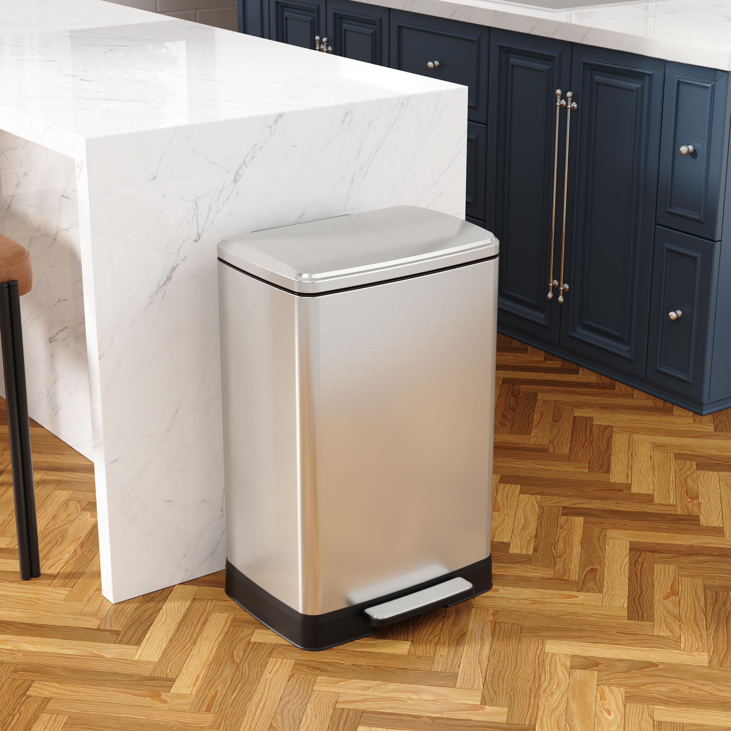 17 Gallon Brushed Nickel Pedal Trash Can Soft Close Lid