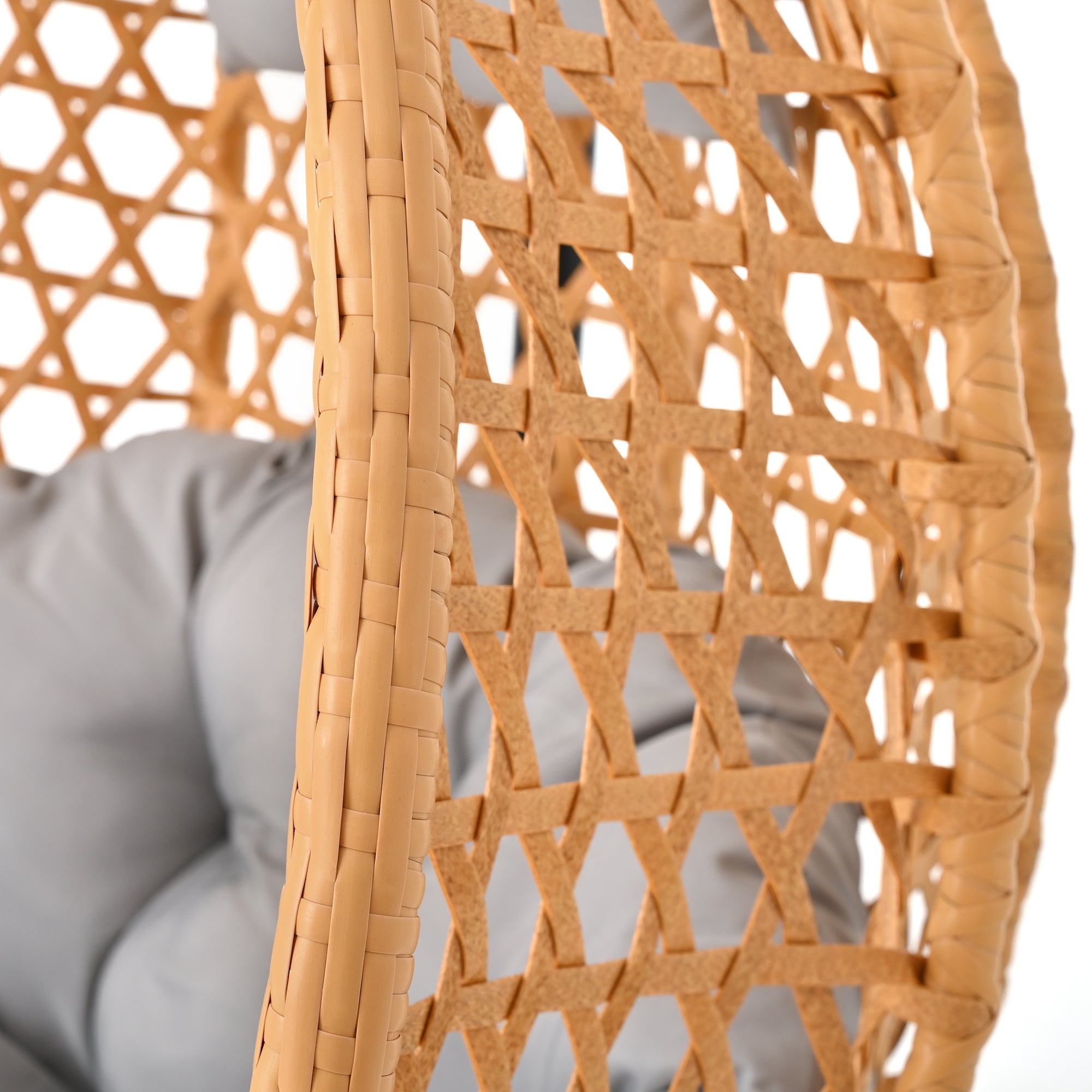 Rattan Hanging Egg Chair with Stand and Cushion