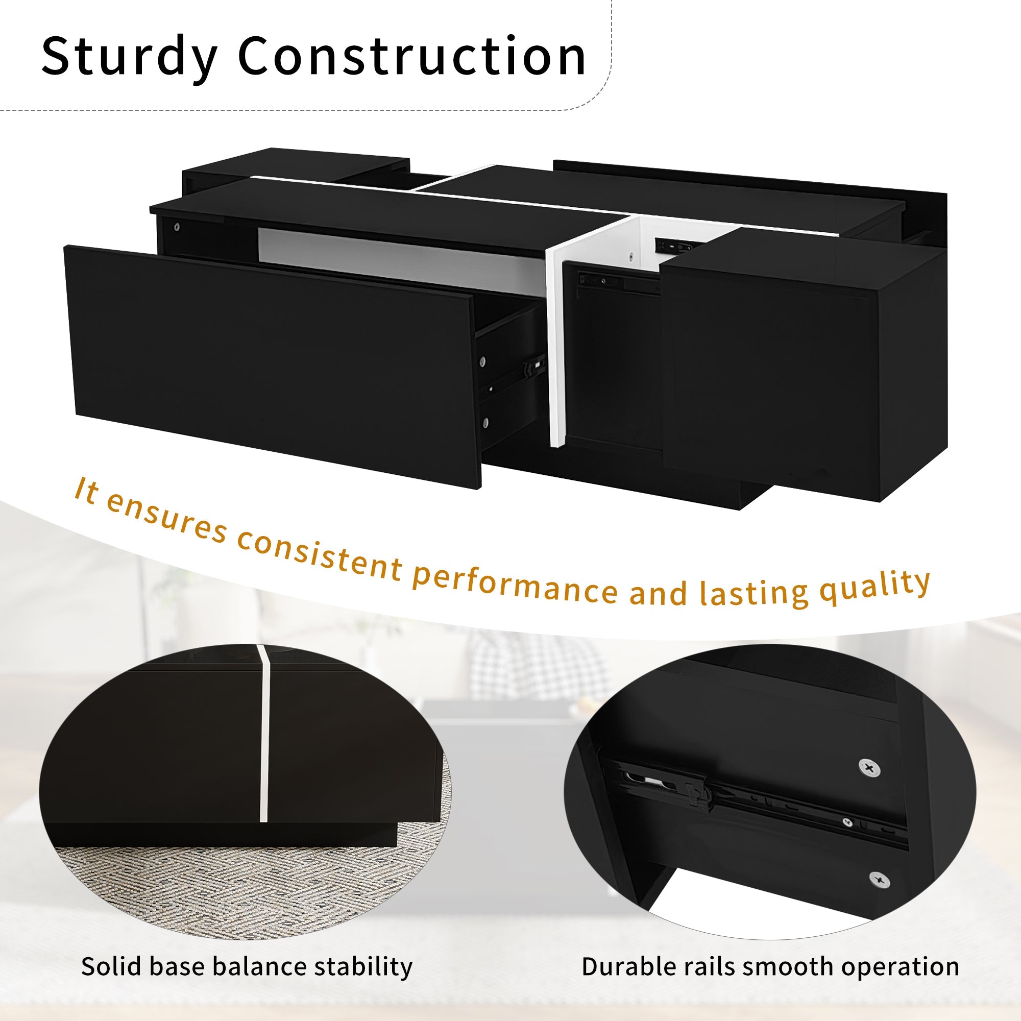 U-Can Extendable Coffee Table 47-72" with Storage Drawers