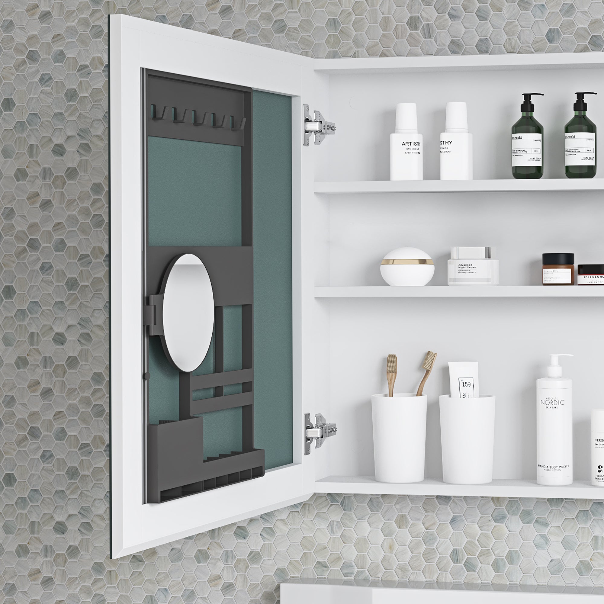 24" x 26" Frameless Beveled Mirror Medicine Cabinet Left Door