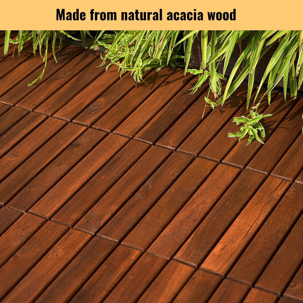 Acacia Hardwood Interlocking Deck Tiles 12" x 12" Patio