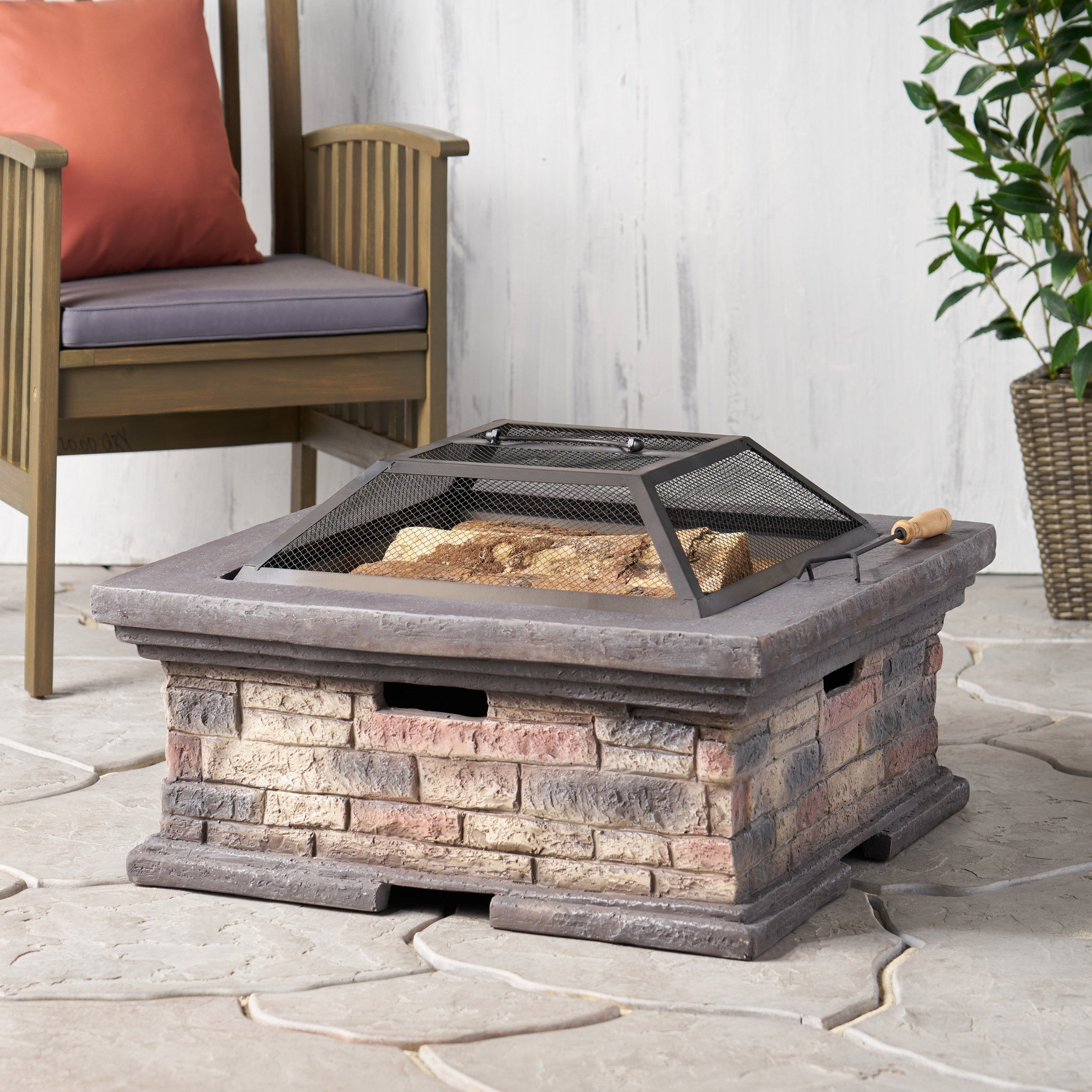 MGO 29" SQUARE WOOD BURNING FIRE PIT
