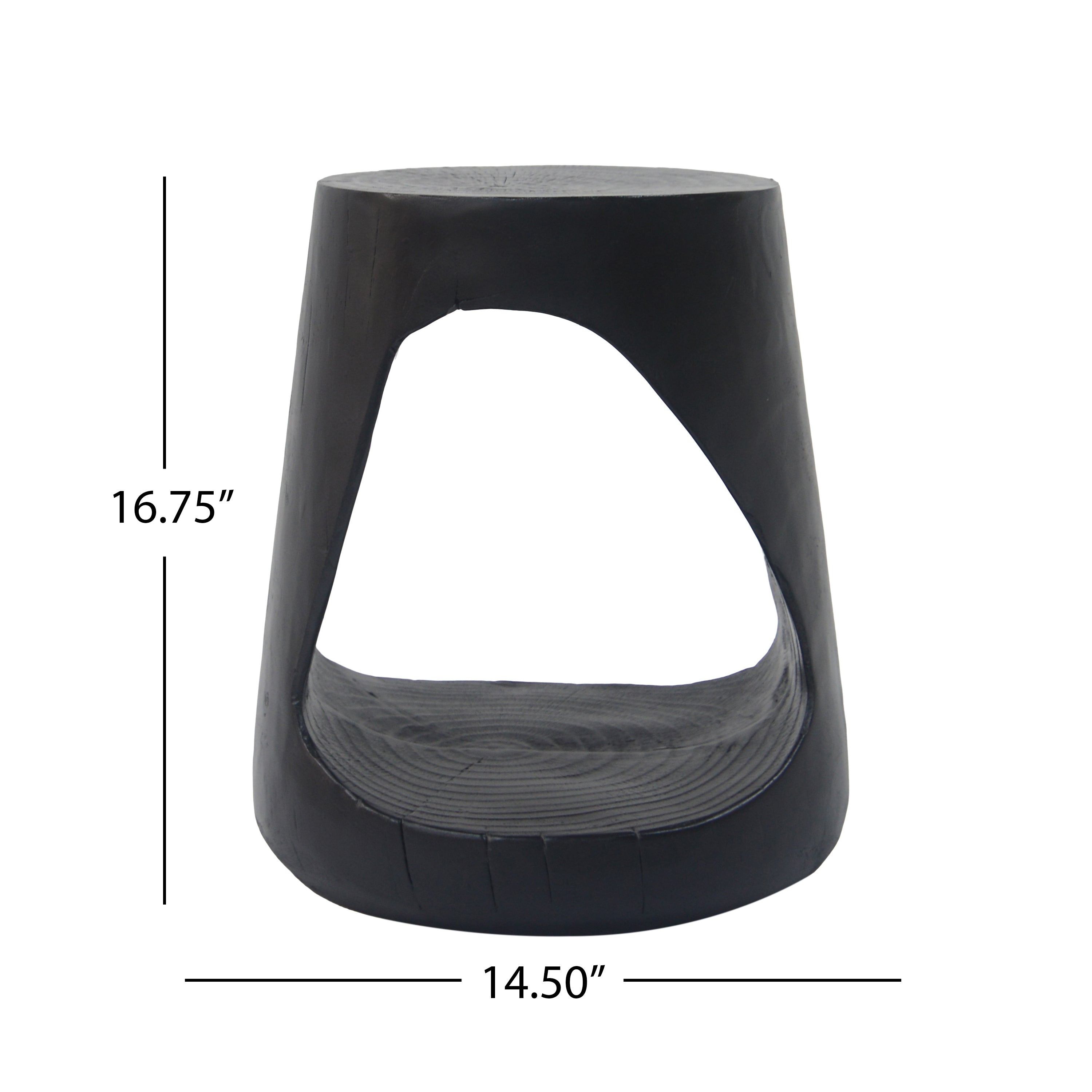 MGO Hollow Side Table, Wood-like Texture, Black, Durable Weather Resistant