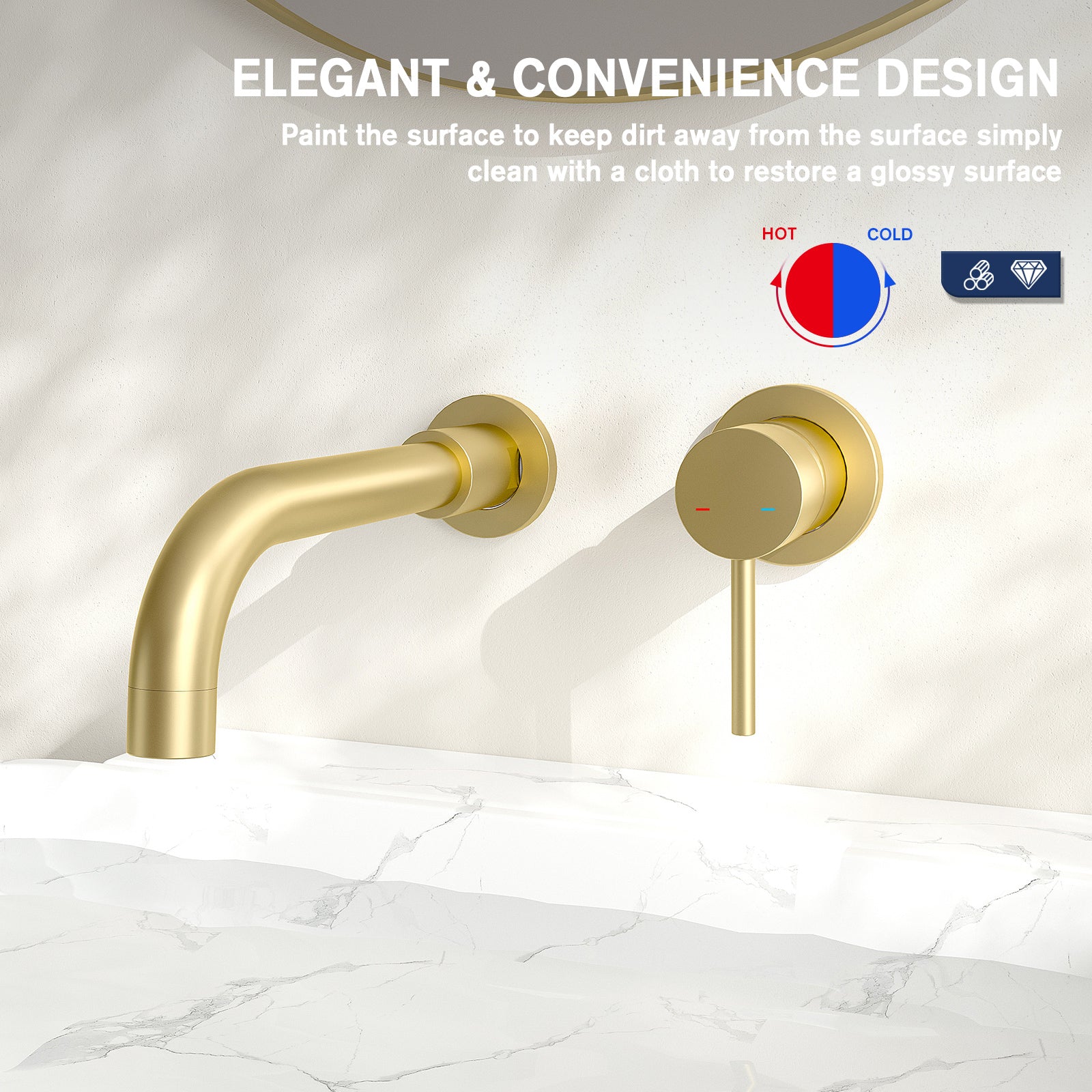 Wall Mount Bathroom Faucet Single Handle Brass Rough-in