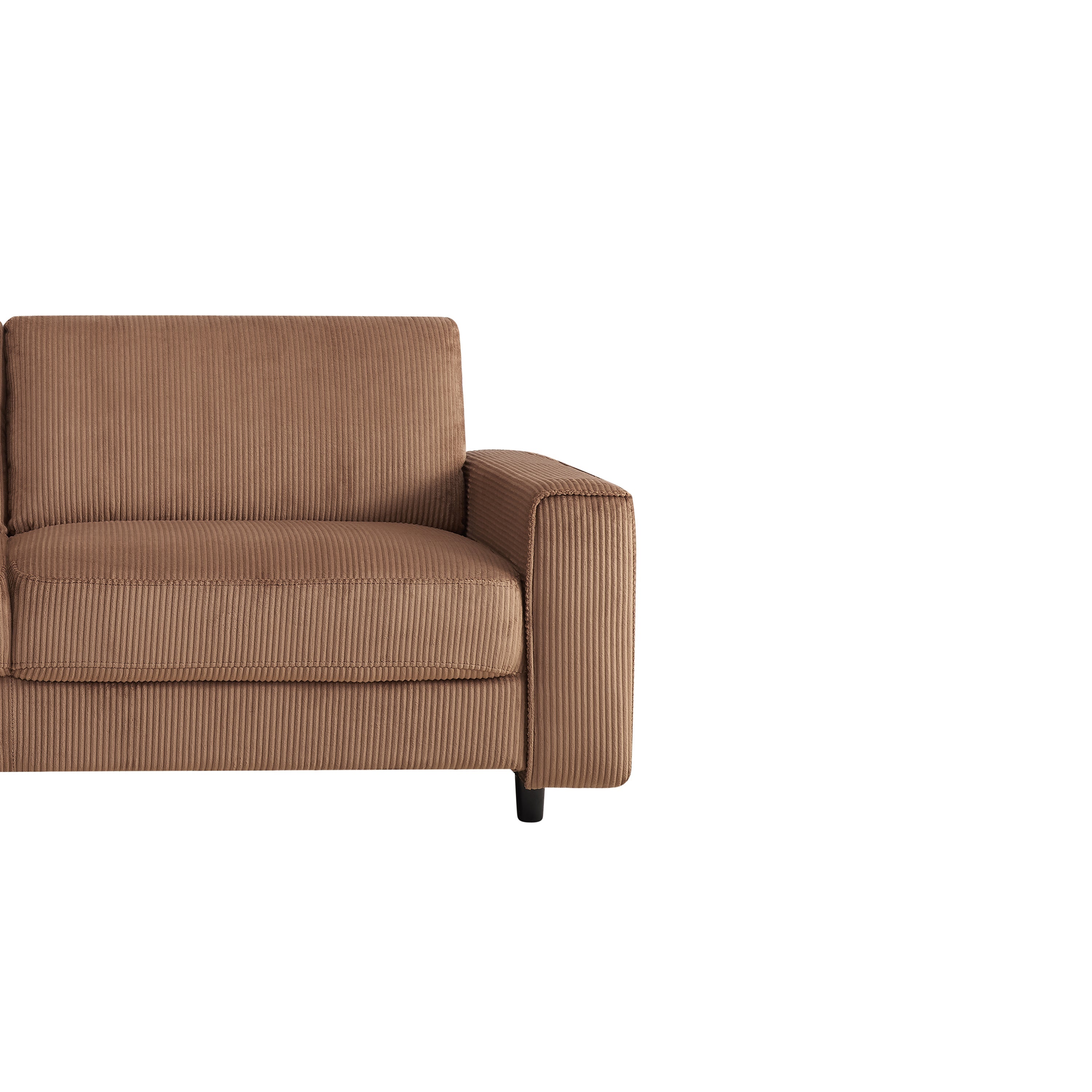 Brown 3-Seater Corduroy Sofa Modern Minimalist