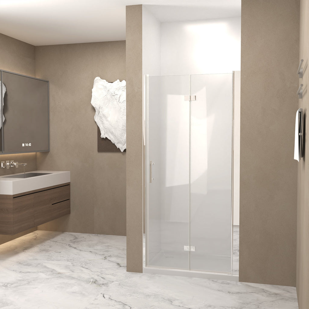 29-28" x 72" Bifold Shower Door Tempered Glass Chrome Frame