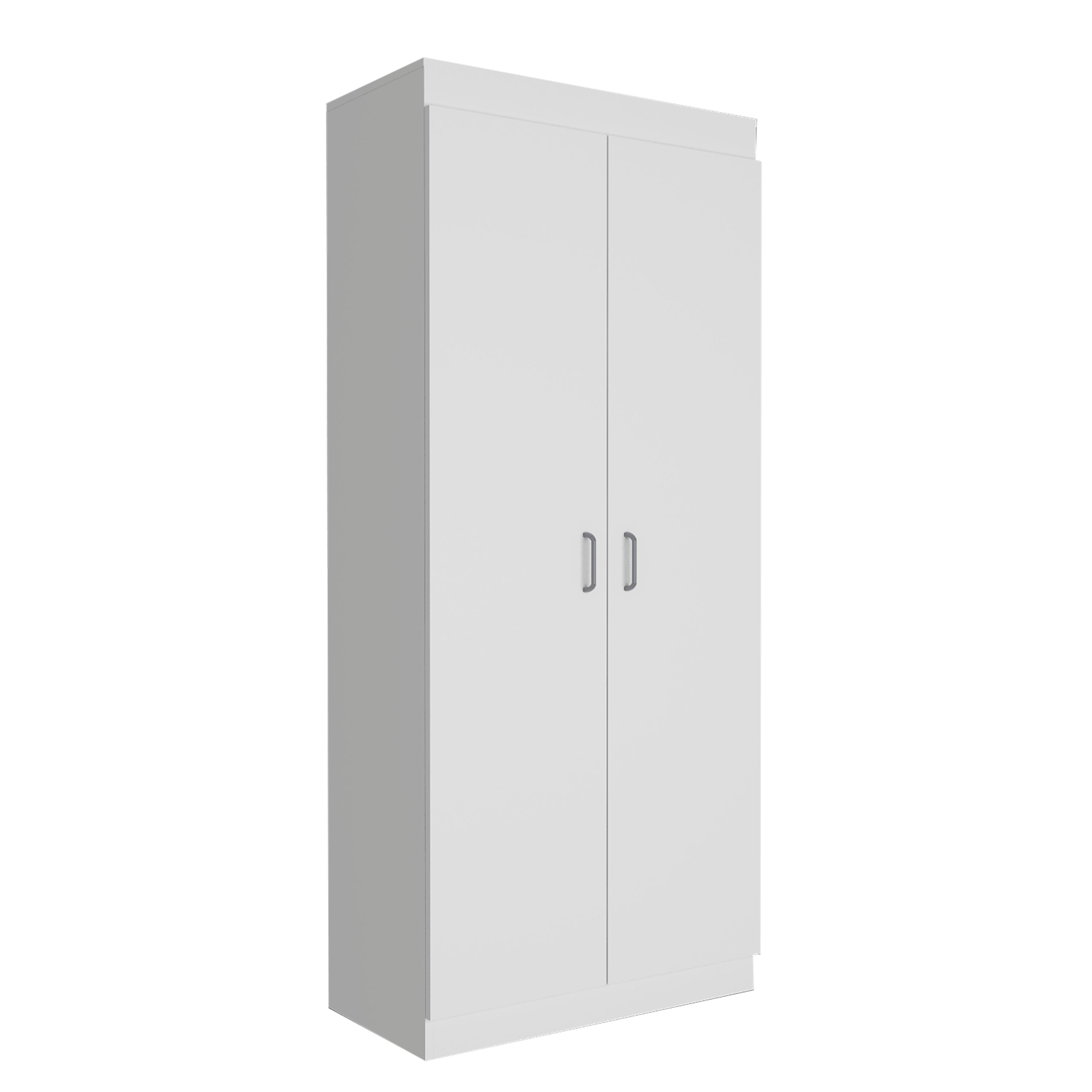 White Pantry Cabinet Double Door Five Shelves