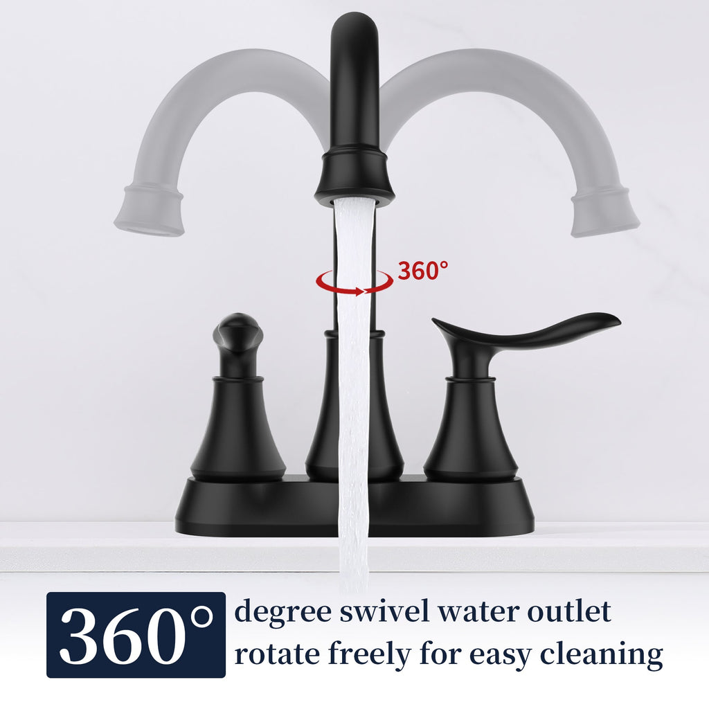 2-Handle 4-Inch Matte Black Bathroom Faucet with Popup Drain