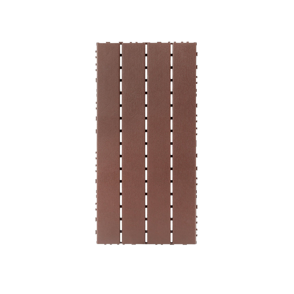 22-Piece Brown Interlocking Deck Tiles 24x12 Inch Polypropylene