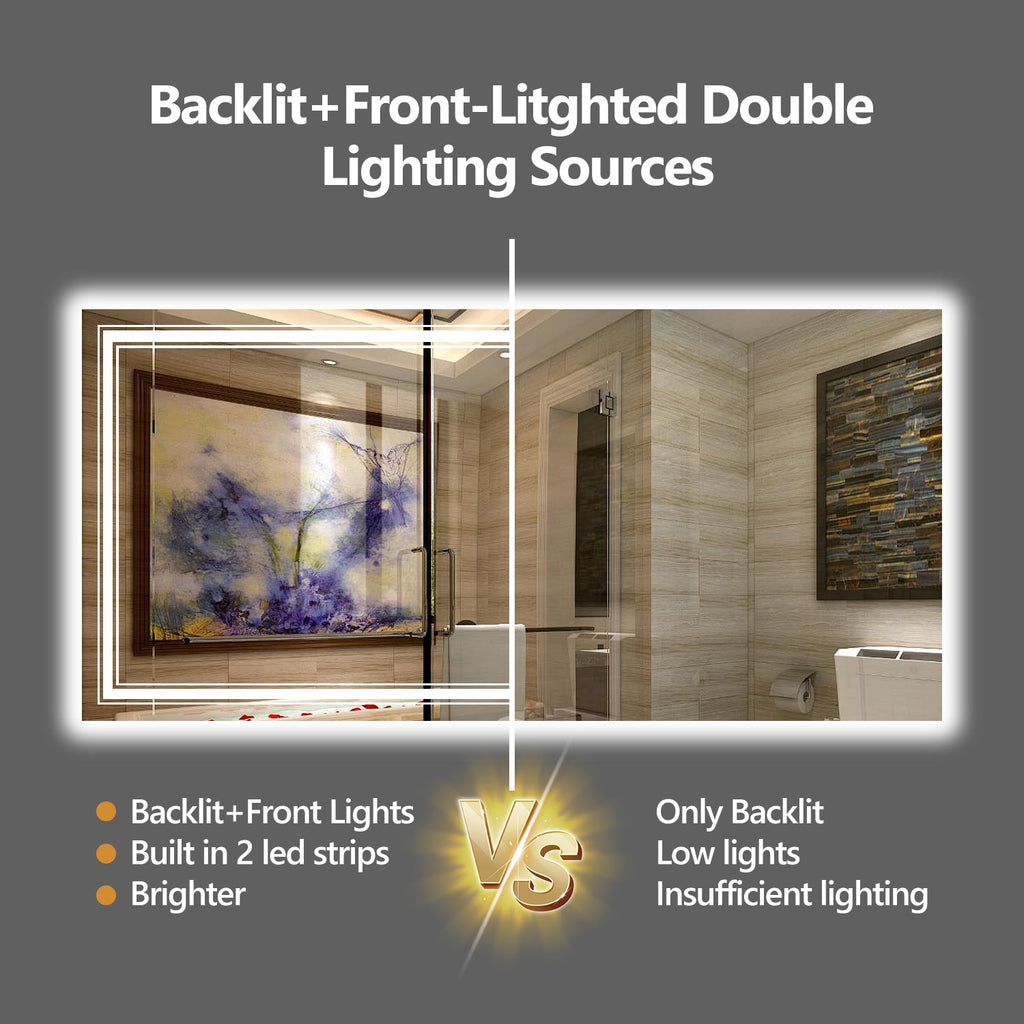 20x28 Inch Frameless Smart LED Bathroom Mirror
