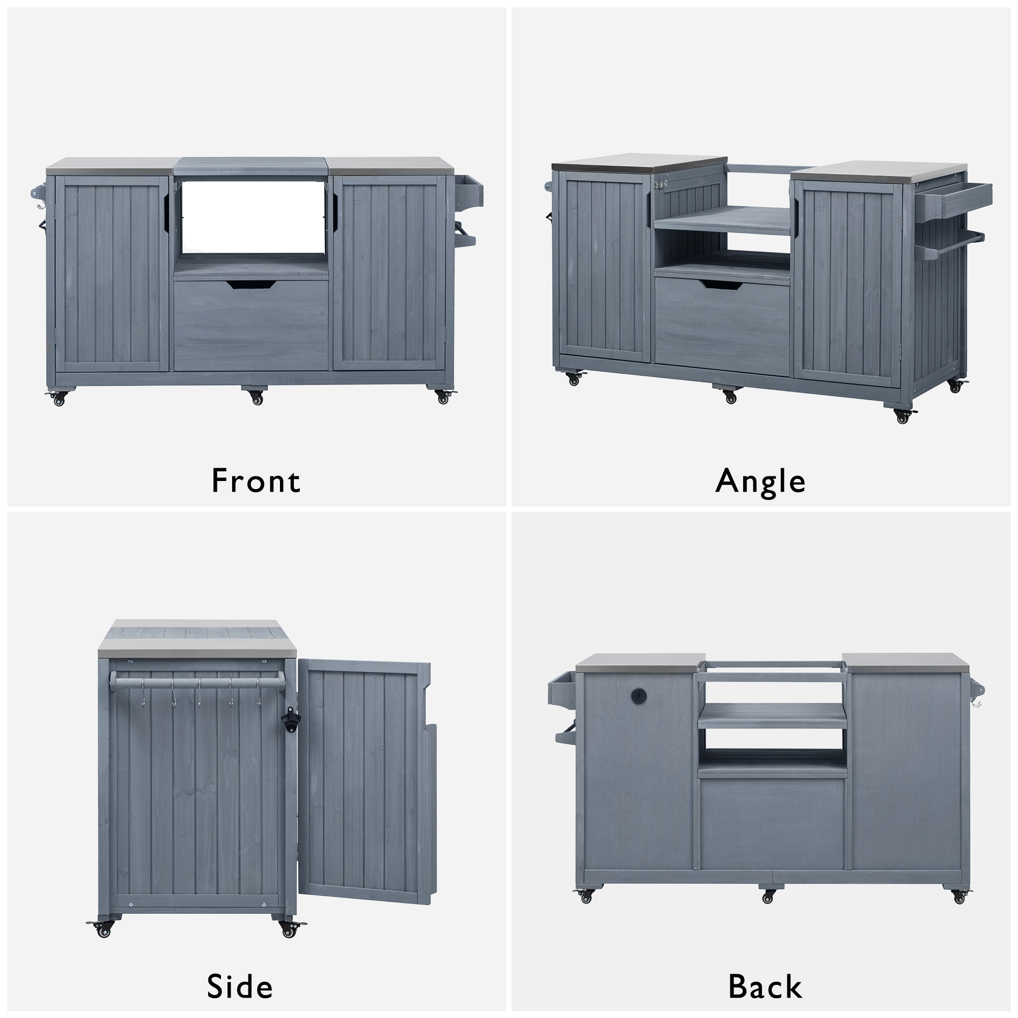 Outdoor Grill Island Cart 66.5" Stainless Steel Tabletop