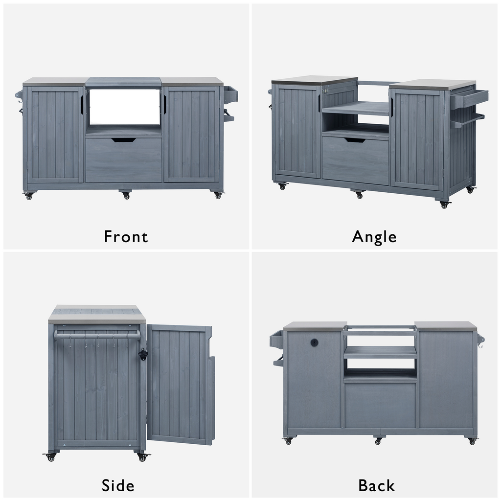 Outdoor Grill Island Cart 66.5" Stainless Steel Tabletop