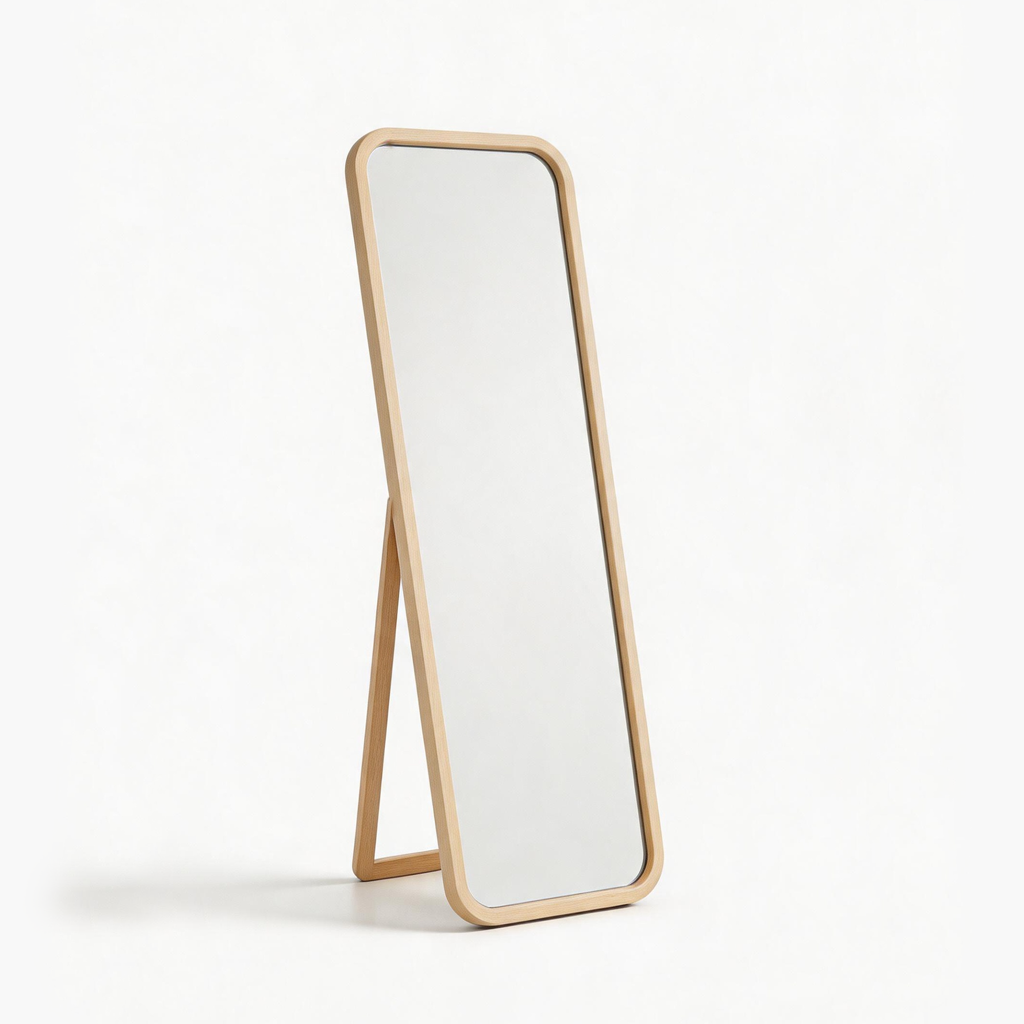 Beech Wood Full Length Floor Mirror with Stand