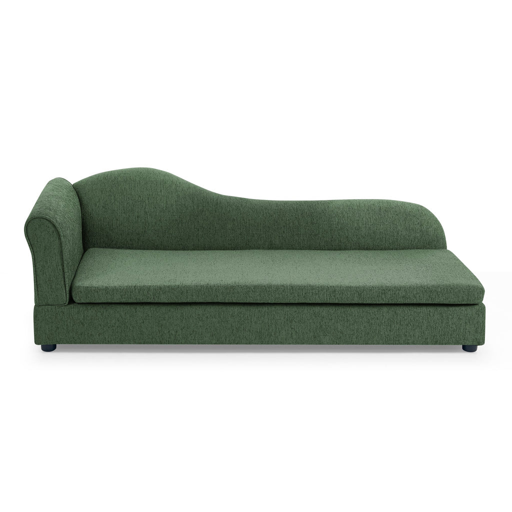 Medium/Large Dog Sofa Wave Backrest Linen Olive Green