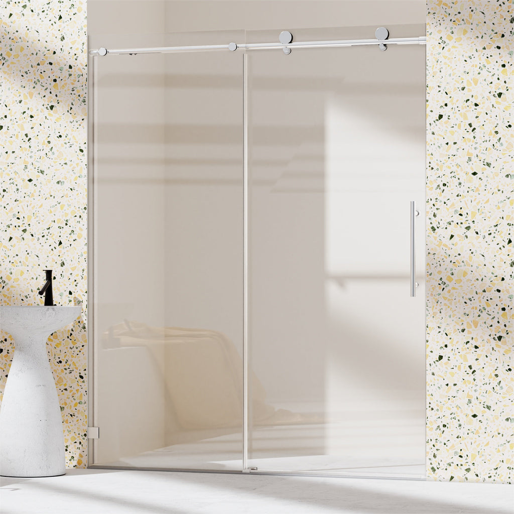Frameless Single Sliding Soft-Close Shower Door 56-60" W x 74" H