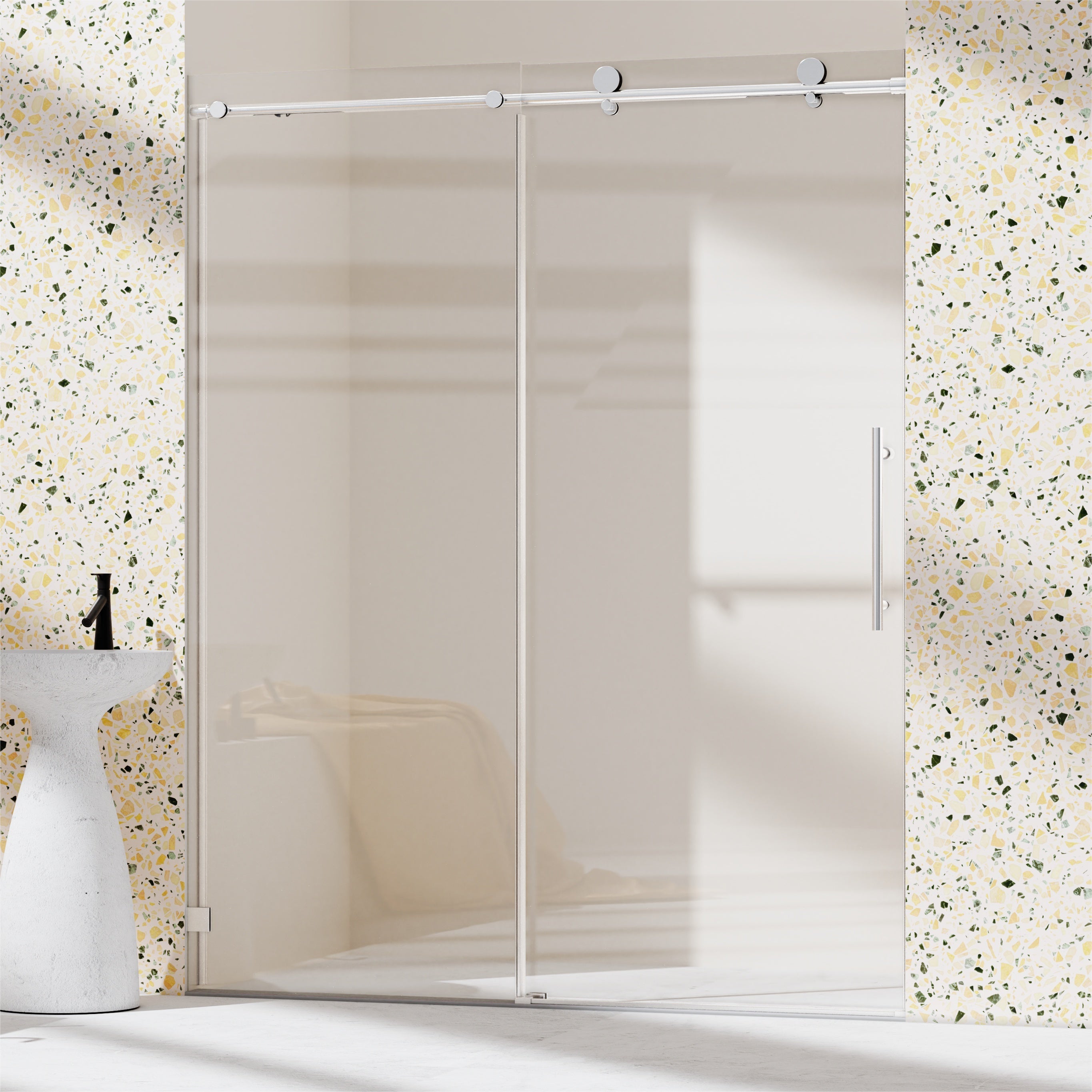 Frameless Single Sliding Soft-Close Shower Door 56-60" W x 74" H