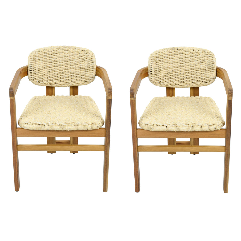 Outdoor Woven Rattan Accent Chairs Set - 2 Person Patio Seating