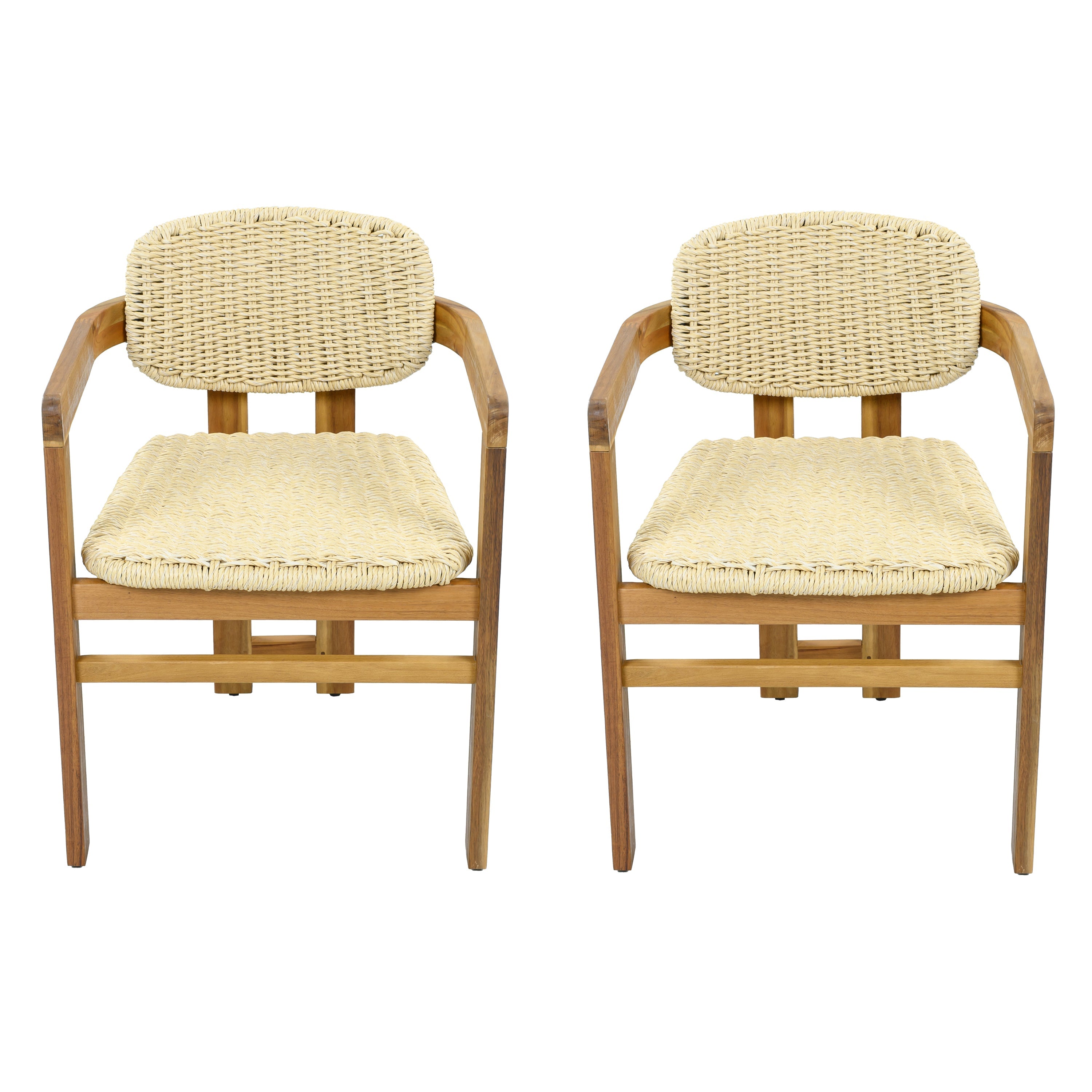 Outdoor Woven Rattan Accent Chairs Set - 2 Person Patio Seating