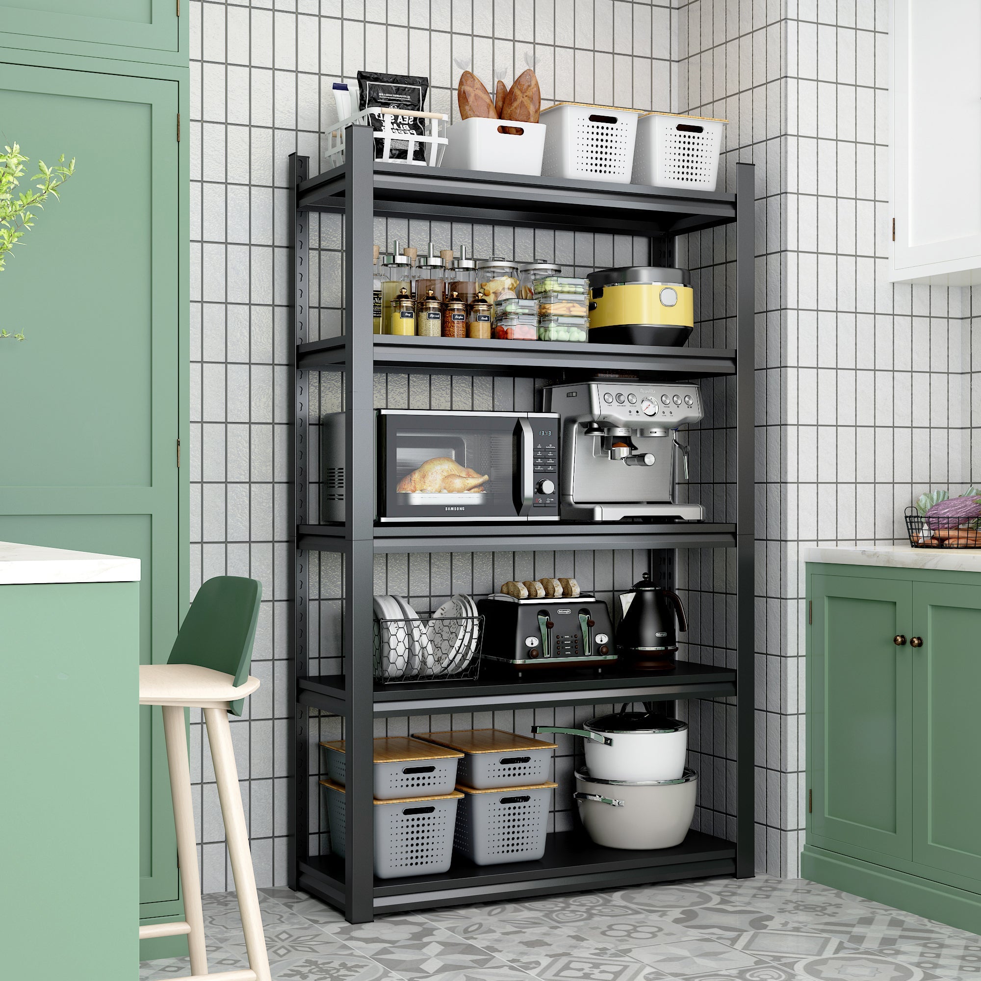 72" 5-Tier Heavy-Duty Metal Garage Shelving Adjustable Storage Rack