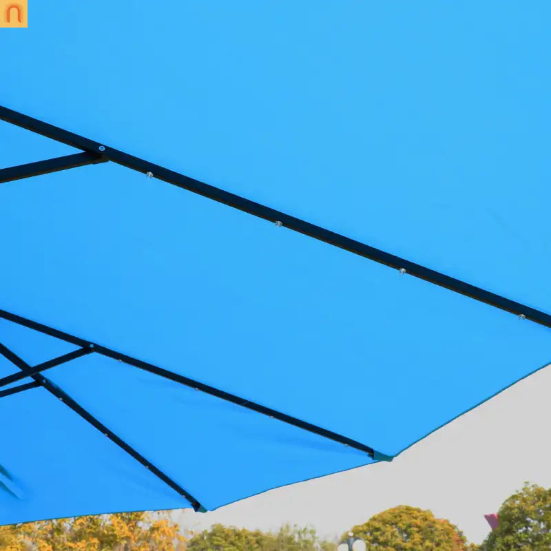 Patio Umbrella Double Sided Rectangle Blue 15 Ft Steel 12 Ribs Crank