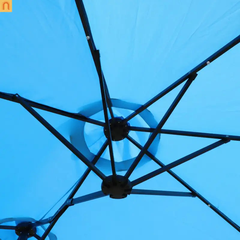 Patio Umbrella Double Sided Rectangle Blue 15 Ft Steel 12 Ribs Crank