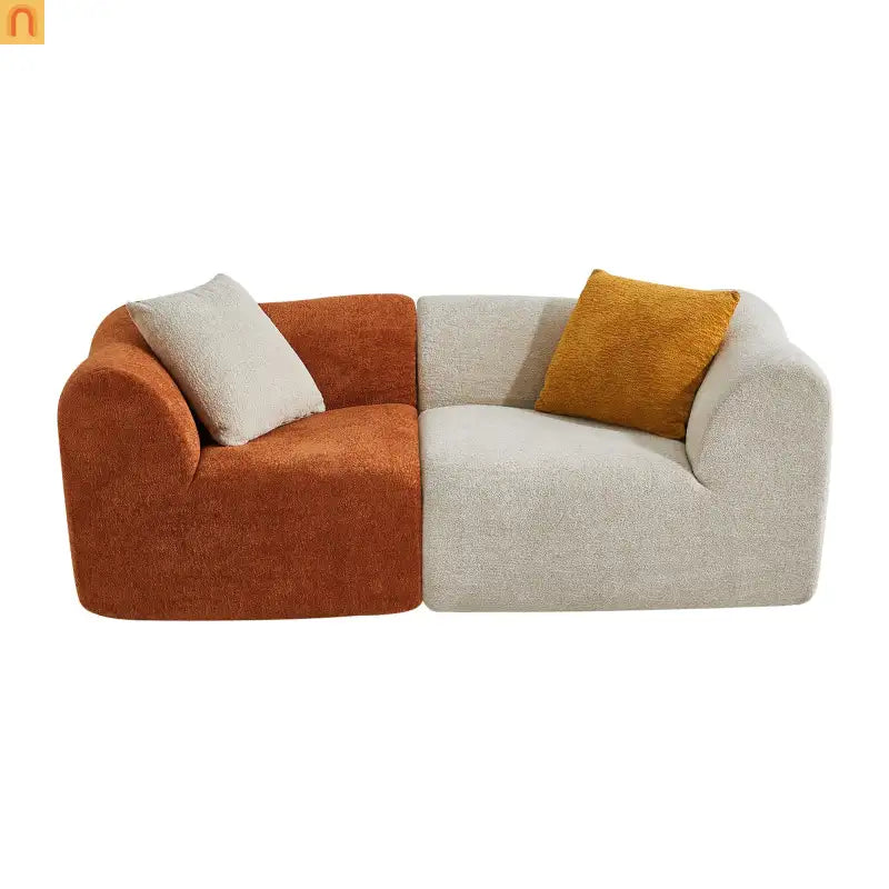 Sectional Sofa L-Shape Velvet Color-Block 6 Seat 129 In No Assembly