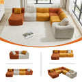Sectional Sofa L-Shape Velvet Color-Block 6 Seat 129 In No Assembly