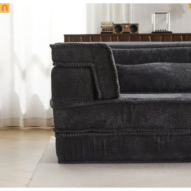 Sofa Bed Modular Circle Fleece Dark Gray Memory Foam 79 In