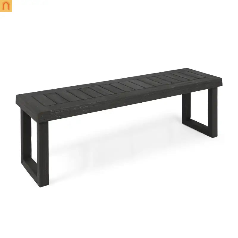 Outdoor Bench Acacia Wood Dark Gray Slat Panel 60in