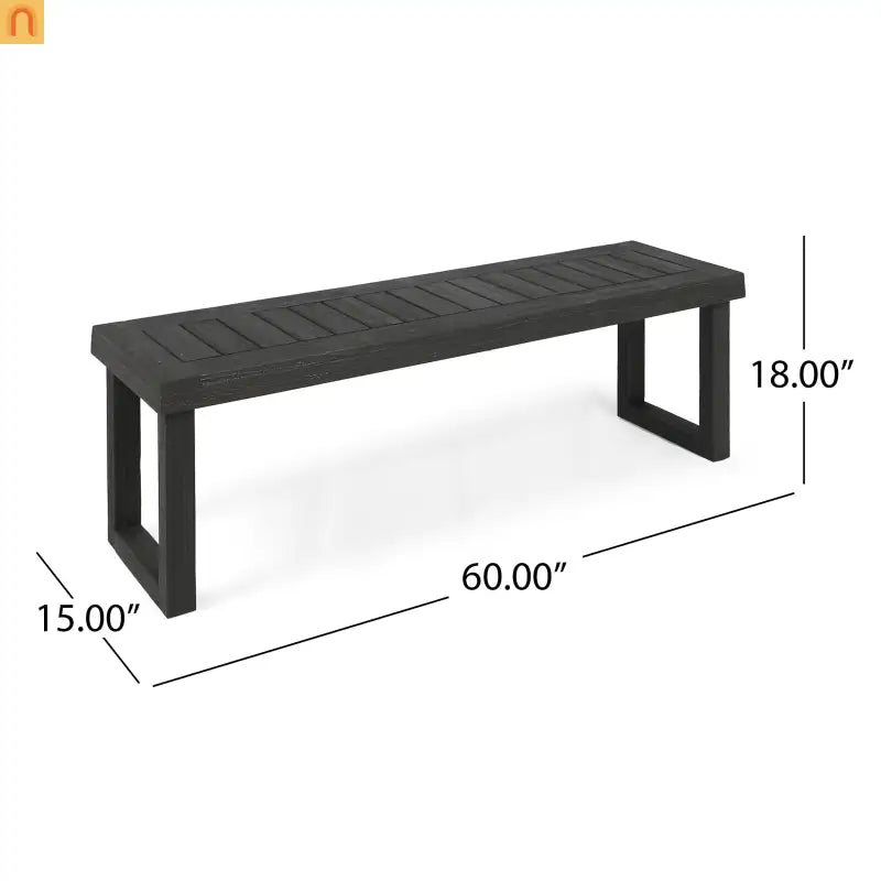 Outdoor Bench Acacia Wood Dark Gray Slat Panel 60in