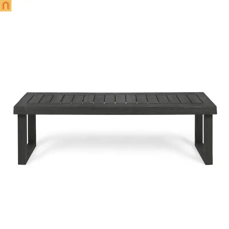 Outdoor Bench Acacia Wood Dark Gray Slat Panel 60in