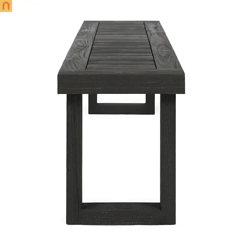 Outdoor Bench Acacia Wood Dark Gray Slat Panel 60in