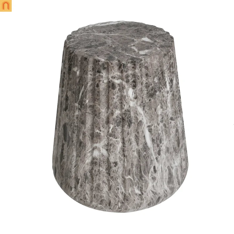 Outdoor End Table Concrete MGO Brown Travertine Round 16in