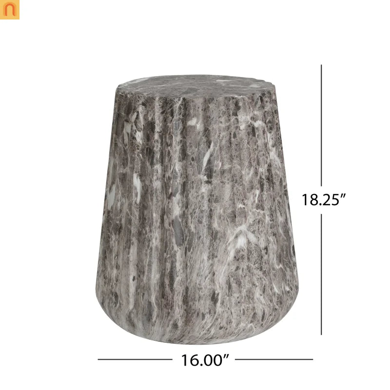 Outdoor End Table Concrete MGO Brown Travertine Round 16in