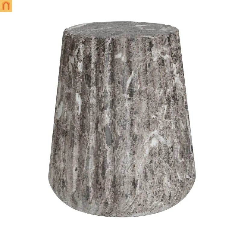 Outdoor End Table Concrete MGO Brown Travertine Round 16in